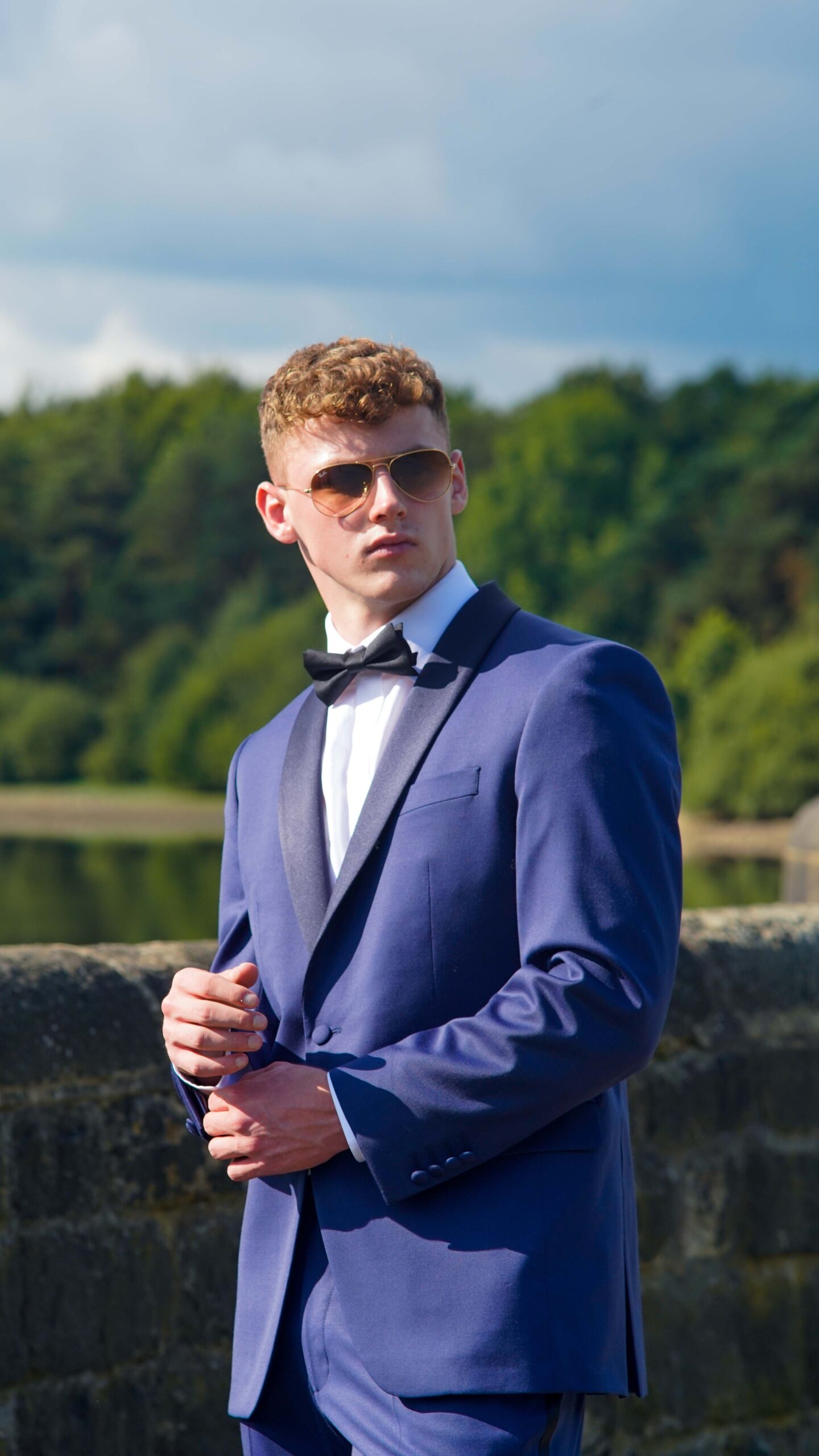 Man in blue wedding suit